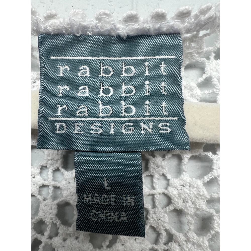 Rabbit Designs White Crochet Cardigan Womens L Cotton Y2K Dainty Fairy Grunge - Picture 3 of 10